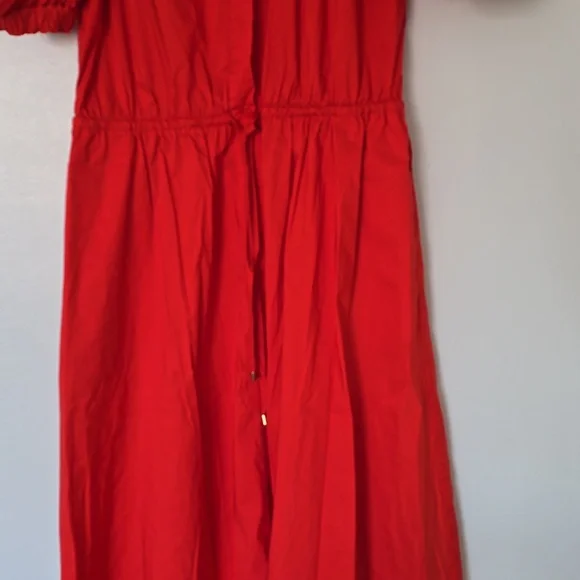 Cotton-Blend Puff-Sleeve Midi Dress
